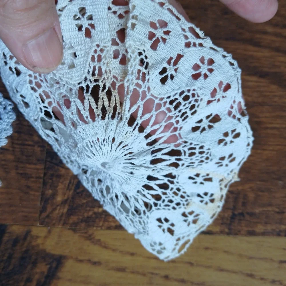 Lot 5 Vtg Crochet Lace Doilies Handmade Mixed Ivory/White Ephemera Crafts READ